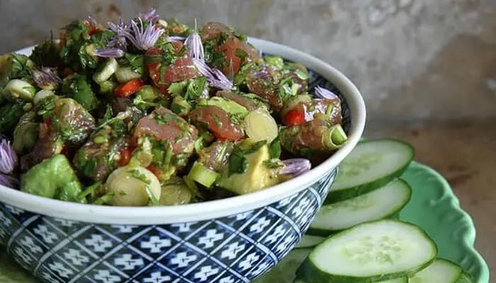 Tuna-Sashimi-with-Avocado-Salad Further Food