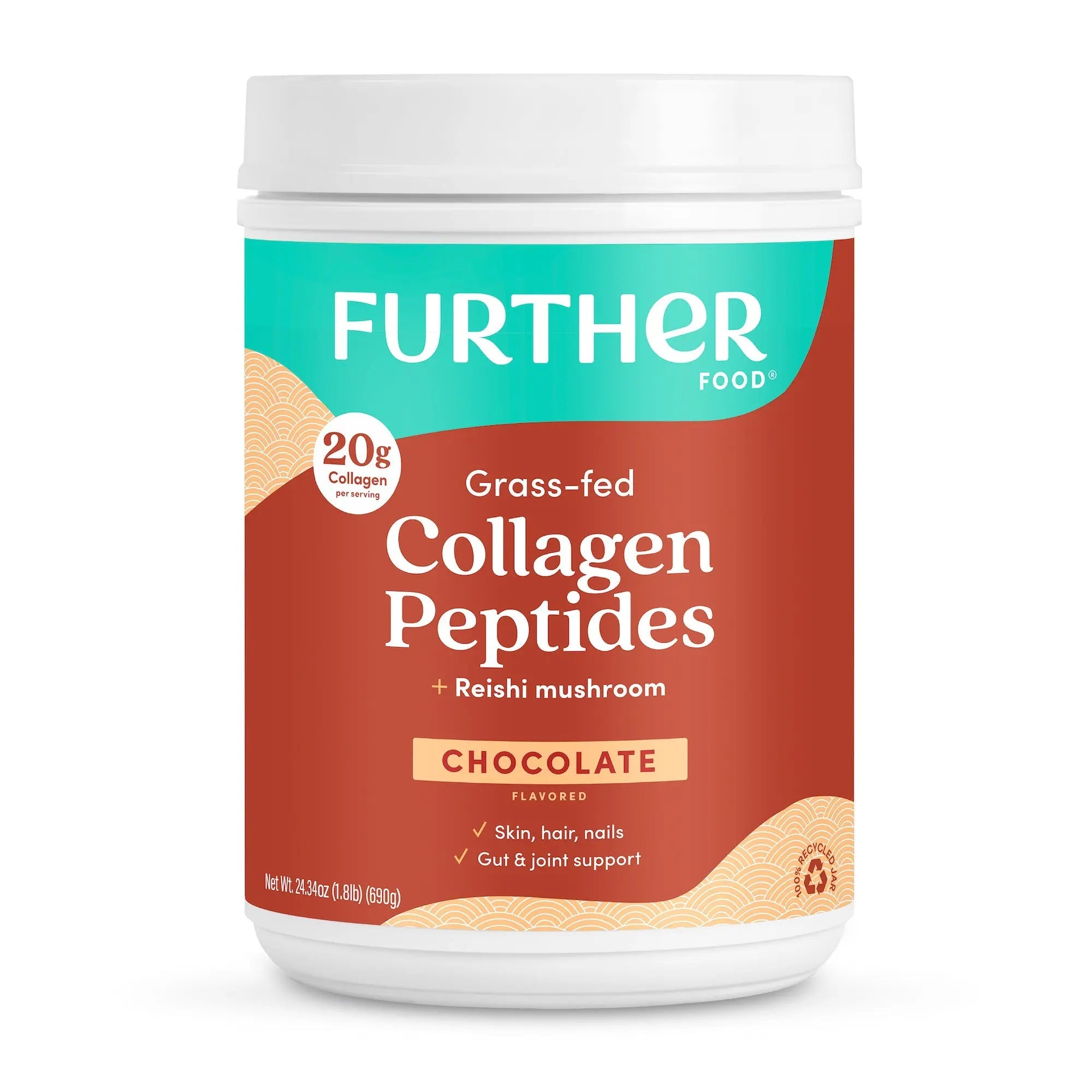 Chocolate Collagen Peptides Powder - Further Food -  24-oz.-30-SERVINGS