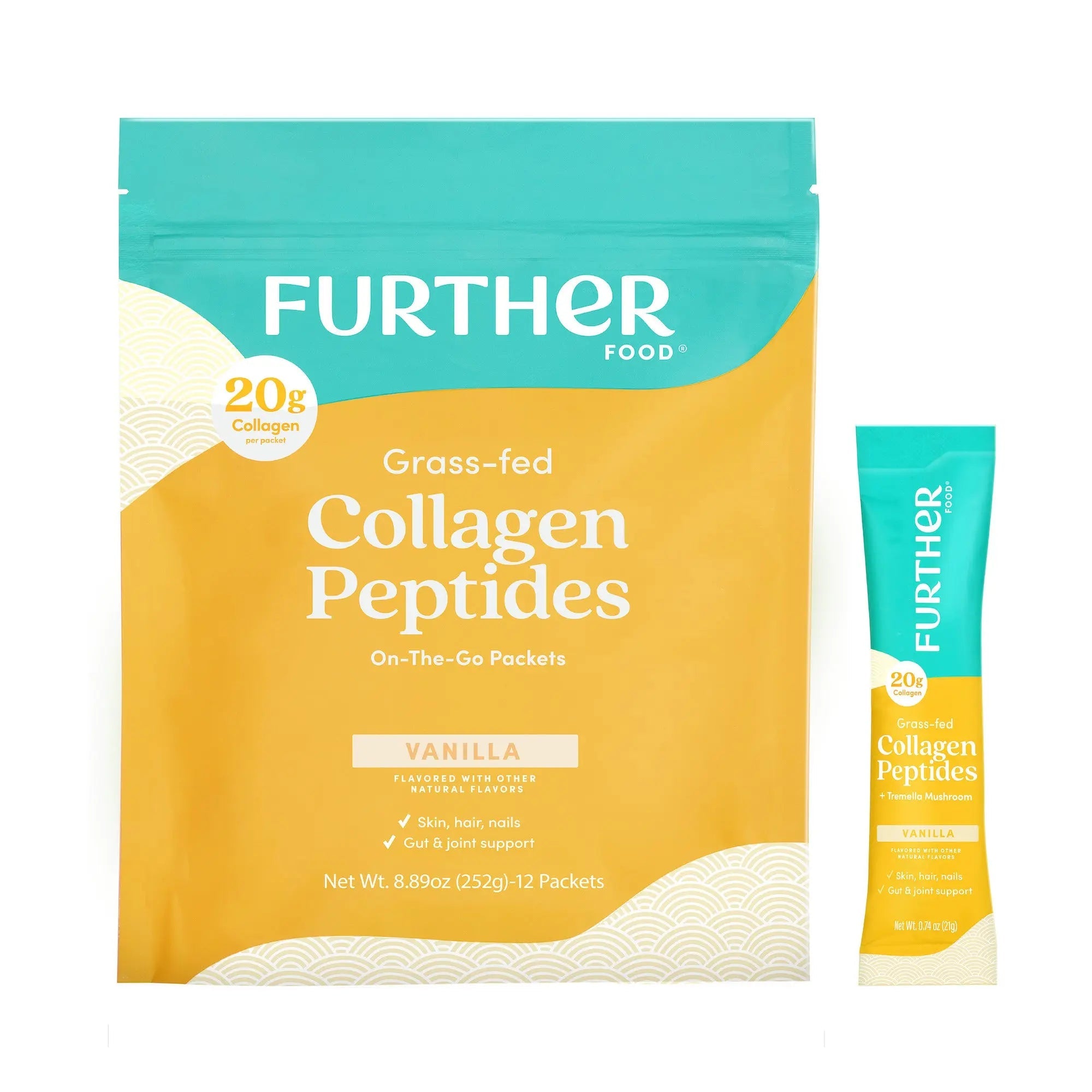 Vanilla Collagen Peptides Powder - Further Food -  Stick-Packets-12-ct.